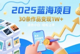 2025蓝海项目30条作品 变现1w  有手就能操作适合小白做