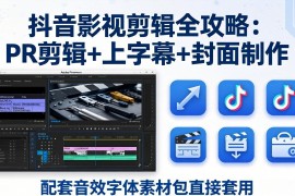 抖音影视剪辑全攻略：PR剪辑 上字幕 封面制作，配套音效字体素材包直接套用