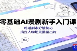零基础AI漫剧新手入门课：吃透剧本分镜技巧，搞定人物场景批量出片