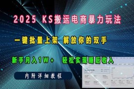 （13824期）ks搬运电商暴力玩法 一键批量上架 解放你的双手 新手月入1w  轻松…