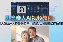 思念亲人AI视频教程：亲人复活 人物替换技术，条条几万赞爆款作品制作