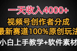 （9694期）一天收入4000 ，视频号创作者分成，最新赛道100%原创玩法，小白也可以轻…