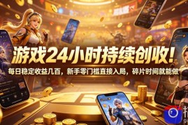 游戏24小时持续创收！每日稳定收益几百，新手零门槛直接入局，碎片时间就能做【揭秘】