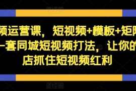 短视频运营课，短视频 模板 矩阵 直播，一套同城短视频打法，让你的实体店抓住短视频红利