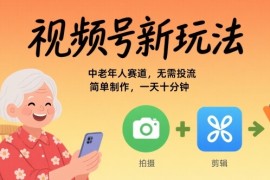 视频号新玩法，中老年人赛道，无需投流，简单制作，一天十分钟，月入1W