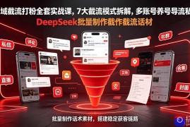 全域截流打粉全套实战课，7大截流模式拆解，多账号养号导流私域，DeepSeek批量制作截流话术素材