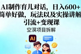 AI制作育儿对话，日入6张 ，简单好做，玩法以及实操讲解，引流 变现课