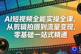 AI短视频全能实操全课，从剪辑拍摄到流量变现，零基础一站式精通