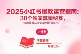（15946期）2025小红书爆款运营指南：38个独家流量秘笈，快速掌握从冷启动到月销5万 