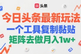 今日头条最新玩法，一个工具复制黏贴，矩阵去做月入1w 