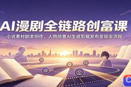 AI漫剧全链路创富课：小说素材剧本创作，人物场景AI生成剪辑发布变现全流程