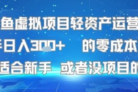 闲鱼虚拟项目轻资产运营：新手日入3张  的零成本变现特别适合新手或者没项目的老铁