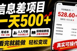 信息差项目一天500 ，零成本，人人可做，保姆级教程，看完就能做【揭秘】
