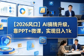 【2026风口】AI搞钱升级，靠PPT 微课，实现日入1k