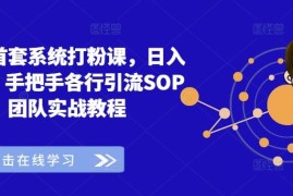 全网首套系统打粉课，日入3k ，手把手各行引流SOP团队实战教程