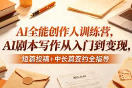 AI全能创作人训练营，AI剧本写作从入门到变现，短篇投稿 中长篇签约全指导