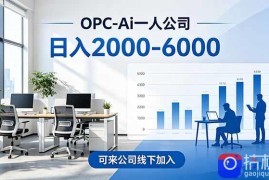 2026创业新风口—OPC一人公司模式震撼首发！日收益2000-6000 ，项目绿色长久，安全稳健，合…
