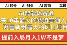 AI智能体赛道未来10年最火的赛道普通人成为财富新贵最大的风口项目提前入局月入1W
