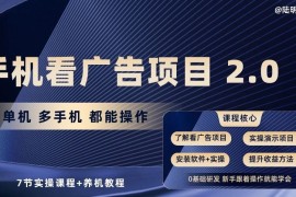 手机看广告项目2.0，单机多手机都能操作，7节实操课程 养机教程【揭秘】