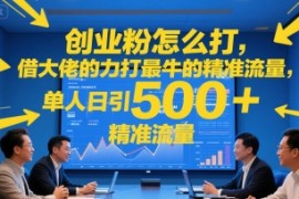 创业粉怎么打，借大佬的力打最牛的精准流量，单人日引500 精准流量