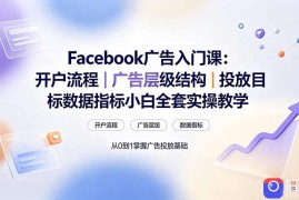 Facebook广告入门课：开户流程｜广告层级结构｜投放目标数据指标小白全套实操教学