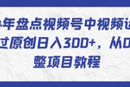 2024年盘点视频号中视频运营，快速过原创日入300 ，从0到1完整项目教程