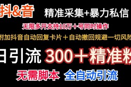 抖音采集 无限暴力私信机日引流300＋（附加抖音自动回复卡片＋自动撤回规避风险）