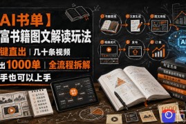 【AI书单】财富书籍图文解读玩法，一键直出，几十条视频，跑出1000单，全流程拆解，新手也可以上手