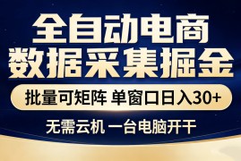 全自动电商数据采集掘金 批量可矩阵 单窗口轻松日入30 