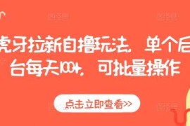 虎牙拉新自撸玩法，单个后台每天100 ，可批量操作