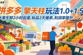 （16495期）拼多多 擎天柱玩法1.0 1.5，水果生鲜2小时起量,标品2天爆单,利润率提升30%