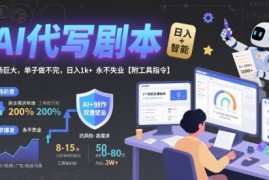 AI代写剧本，市场巨大，单子做不完，日入1k  永不失业【附工具指令】