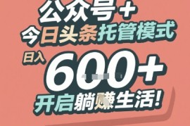 公众号   今日头条托管模式，日入 6张   开启躺挣生活【揭秘】