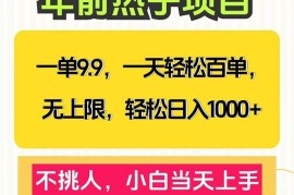 （13795期）一单9.9，一天百单无上限，不挑人，小白当天上手，轻松日入1000 