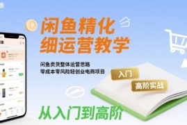 闲鱼精细化运营入门 高阶实战教学，闲鱼卖货整体运营思路，零成本零风险轻创业电商项目