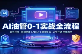 AI油管0-1实战：账号注册频道搭建，AI出片，限流申诉，YPP开通全套教学