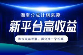 淘宝分成计划来袭，两分钟一个视频，新平台高收益，1万播放量收益100多，轻松月入5位数