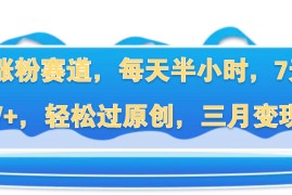 超级涨粉赛道，每天半小时，7天涨粉2W ，轻松过原创，三月变现5W 