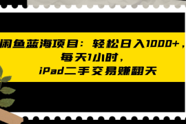 闲鱼蓝海项目：轻松日入1000 ，每天1小时，ipad二手交易赚翻天