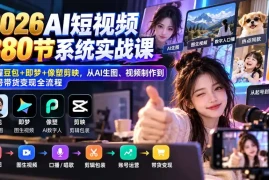 【无水印】2026AI短视频380节系统实战课：掌握豆包 即梦 像塑剪映，从AI生图、视频制作到起号带货变现全流程