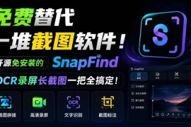 免费替代一堆截图软件！开源免安装的SnapFind，OCR录屏长截图一把全搞定！