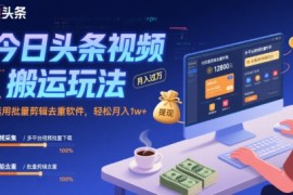 今日头条视频搬运玩法，运用批量剪辑去重软件，轻松月入1w 