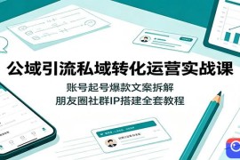 公域引流私域转化运营实战课：账号起号爆款文案拆解，朋友圈社群IP搭建全套教程
