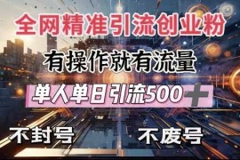 全网独家引流创业粉，有操作就有流量，单人单日引流500 ，不封号、不费号