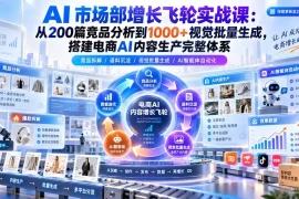 AI 市场部增长飞轮实战课：从200篇竞品分析到1000 视觉批量生成，搭建电商AI内容生产完整体系