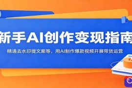 新手AI创作变现指南：精通去水印提文案等，用AI制作爆款视频开展带货运营