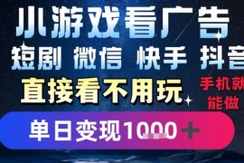 2025躺挣新招！一部手机，每天1小时，光看广告就能日入1k ，微信抖音快手通吃【揭秘】