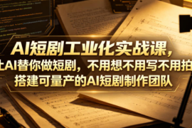AI短剧工业化实战课，让AI替你做短剧，不用想不用写不用拍，搭建可量产的AI短剧制作团队