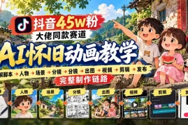 抖音45W粉大佬同款赛道AI怀旧动画教学：拆解脚本→人物→场景→分镜→出图→视频→剪辑→发布完整制作链路