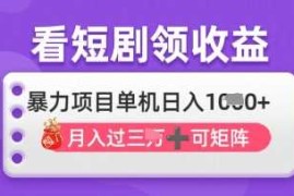 2025年4月最新看短剧领收益，单机日收入1k【揭秘】